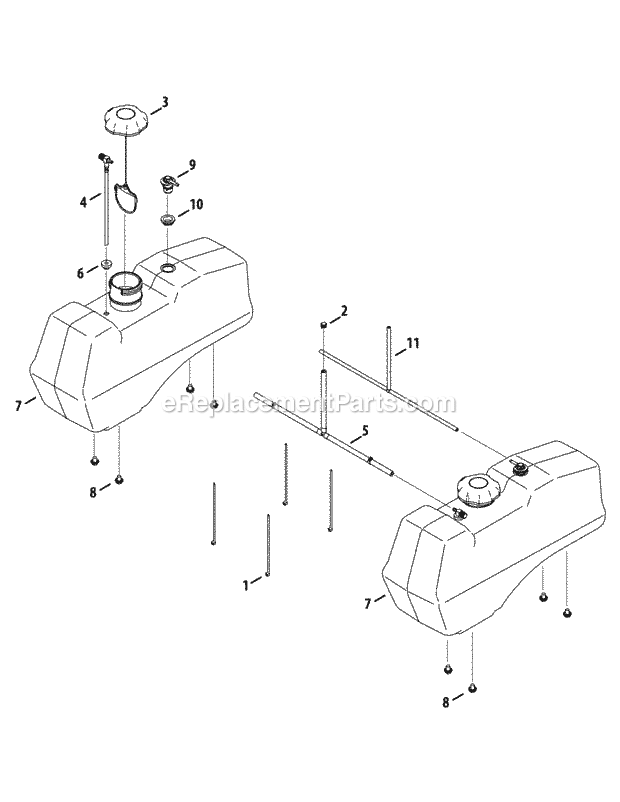 Fuel Tank Assembly Diagram and Parts List for M54-KH (53BH8CT4050) (2011 & After) Cub Cadet Sprayer